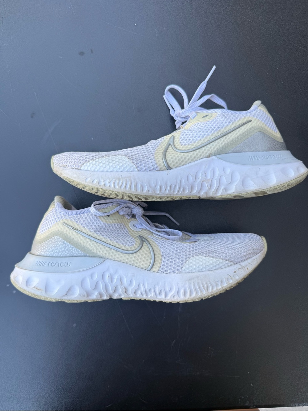 Nike Women's Light Grey and White Renew Running Sneakers